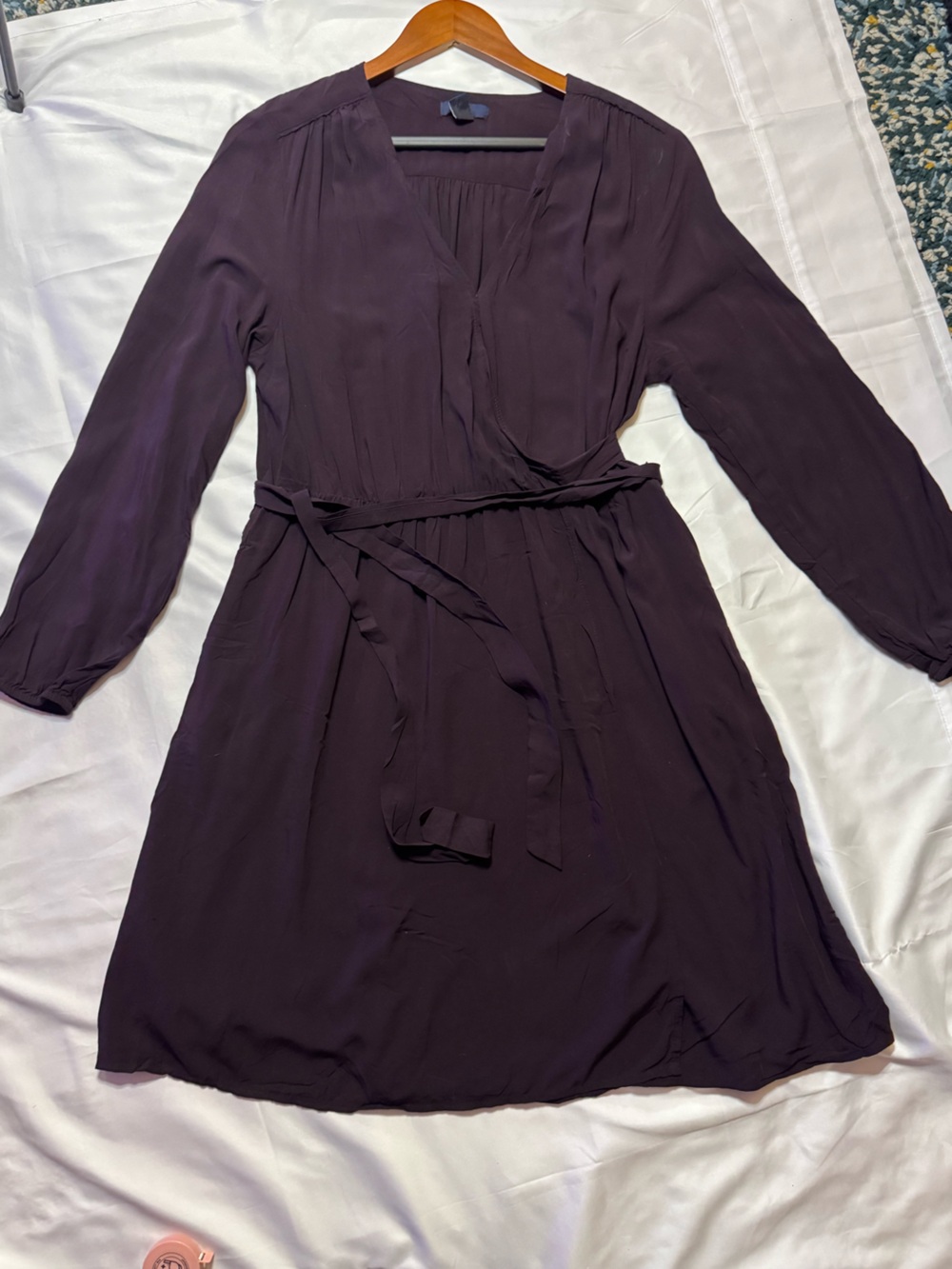 GAP Plum Long Sleeve Wrap Midi Dress